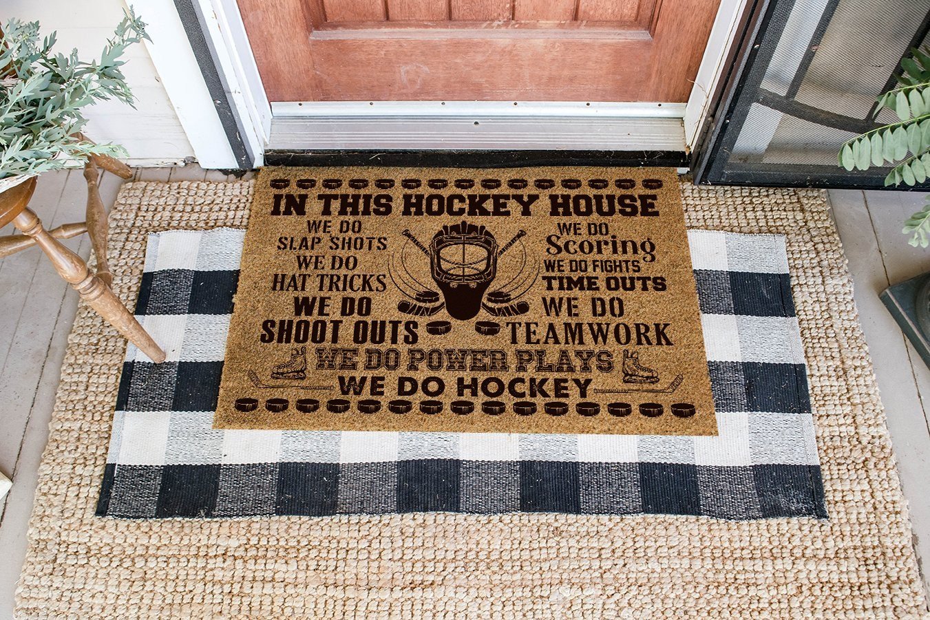 Hockey House Coir Pattern All Over Printing Doormat Pre2271