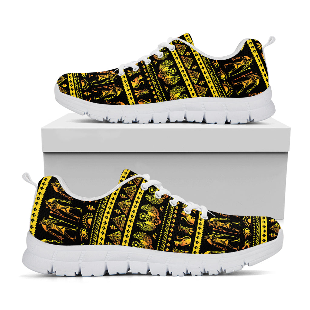 Ancient Egyptian Pattern Print White Sneakers