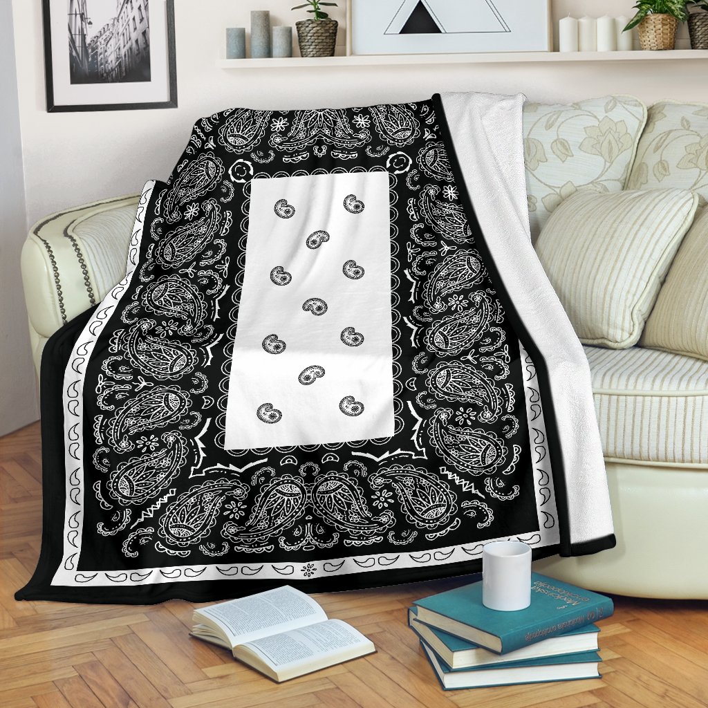 Ultra Plush White And Black Bandana Throw Blanket A Tiny Gift Shop