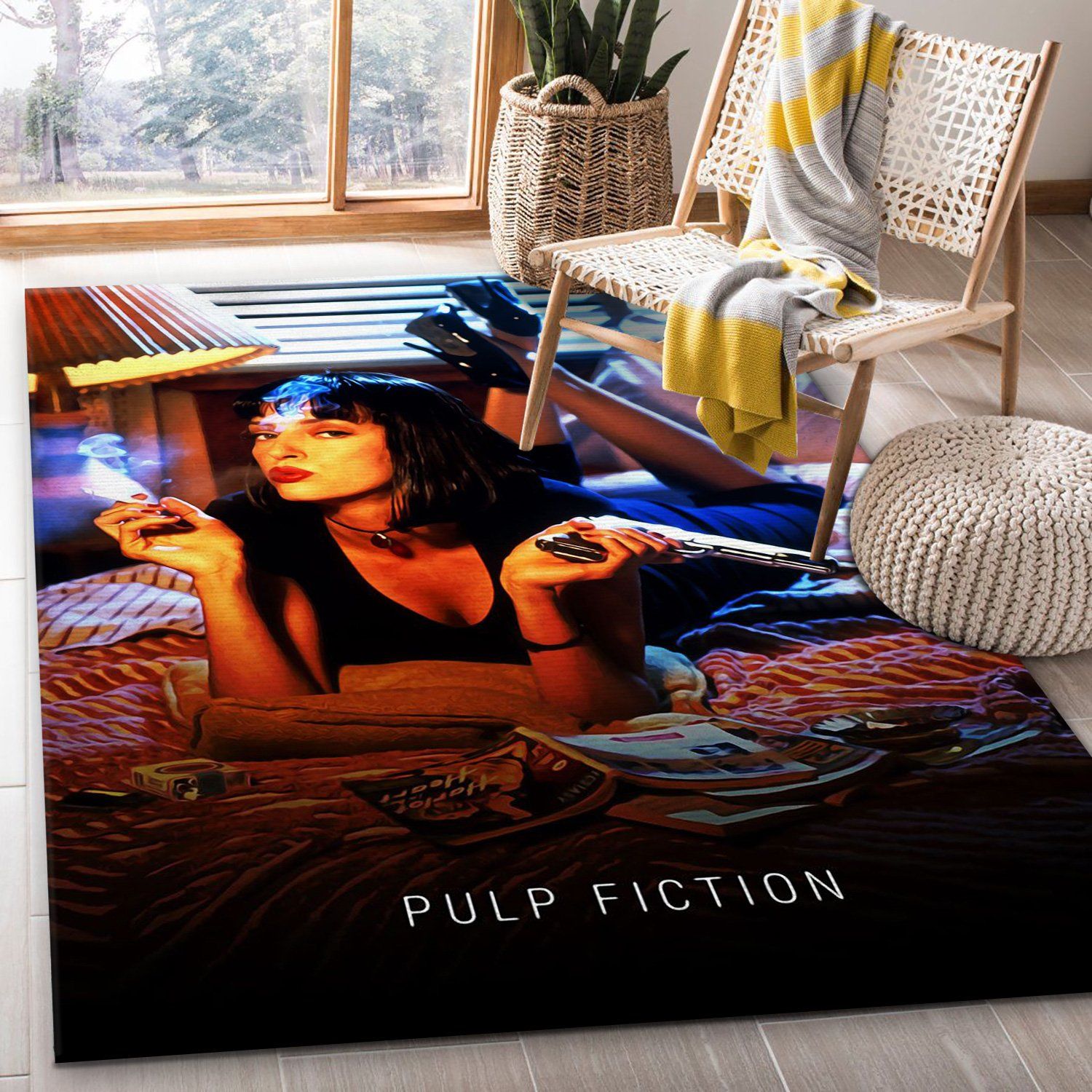 Pulp Fiction Rug Art Painting Movie Rugs Family Gift US Decor