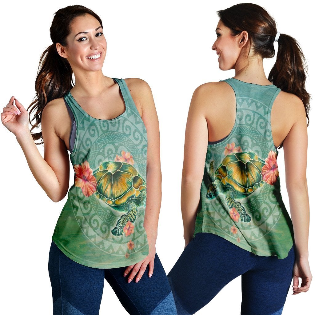 Hawaii Turtle And Hibiscus Polynesian Racerback Tank Ah Ha24547