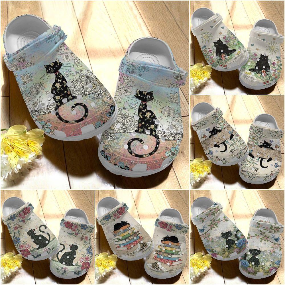 Cat Personalized Clog, Custom Name, Text Lovely Black Kittens, Fashion Style For Women, Men, Kid, Print 3D