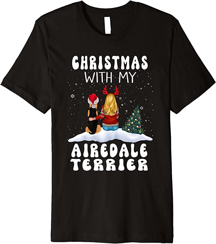 Christmas With My Airedale Terrier Dog Puppy Funny Xmas Premium T-Shirt