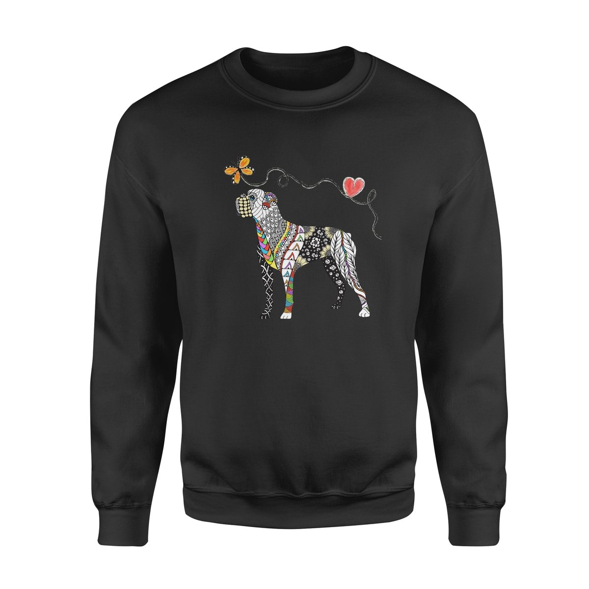Zentangle Rainbow Boxer – Standard Crew Neck Sweatshirt, Gift For Dog Lover, Gift For Bull Terrier Lover T-Shirt Hoodie All Color Size S-5Xl