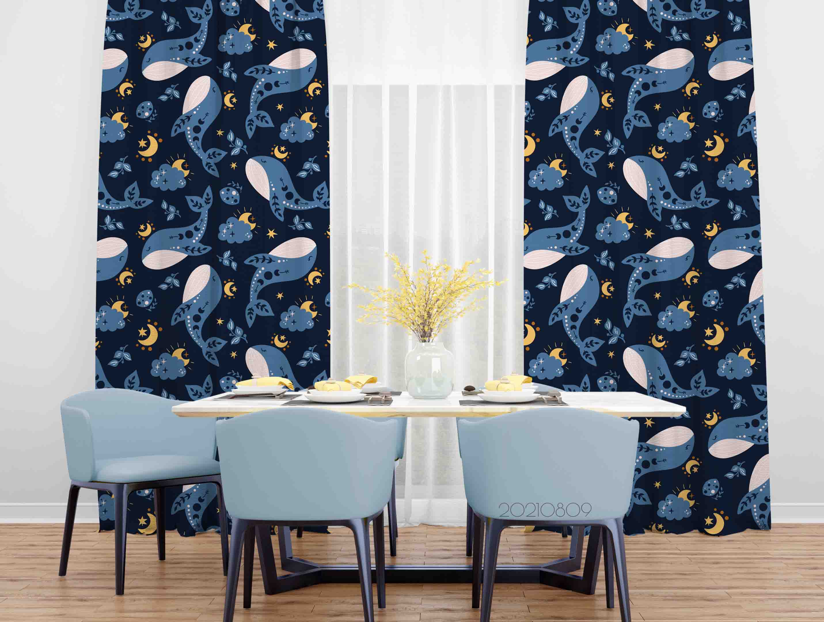 3D Cartoon Animal Whale Kids Curtains And Drapes Lqh 20