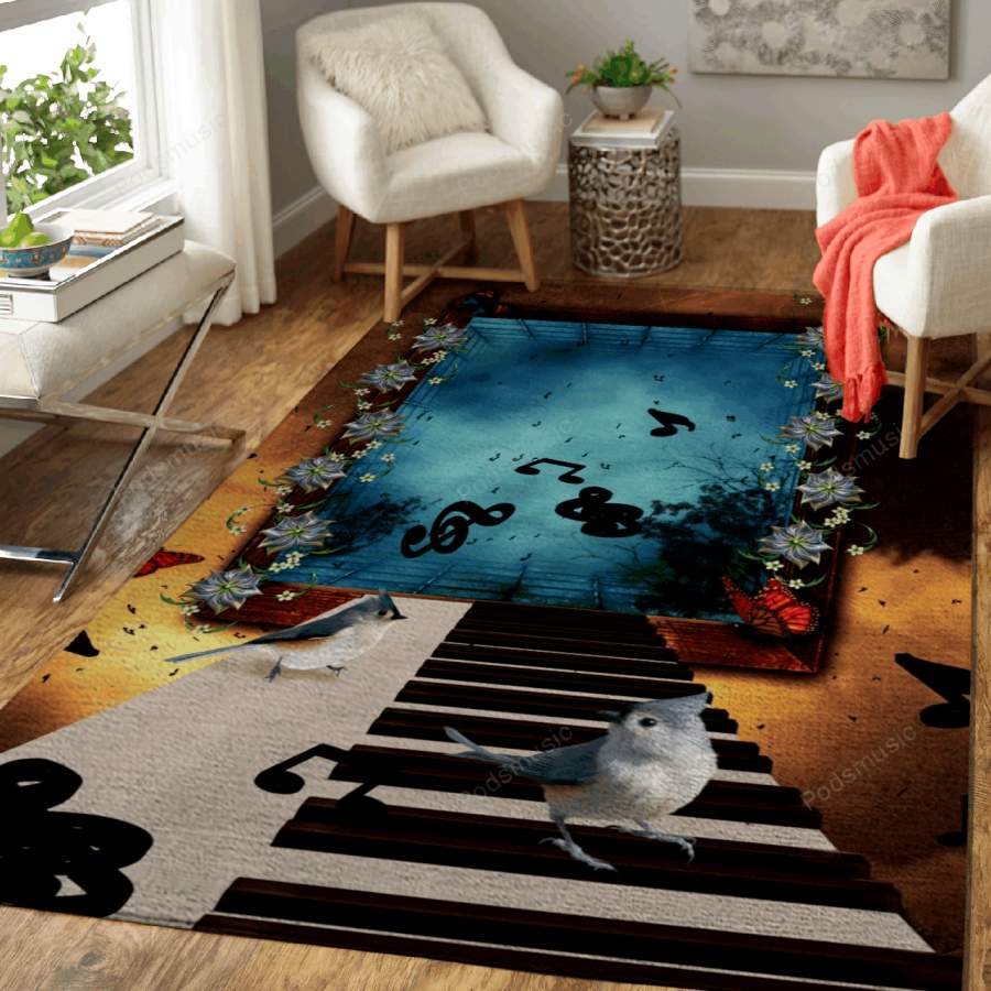 Piano with bird – Music Art For Fans Area Rug Living Room Carpet Floor Decor