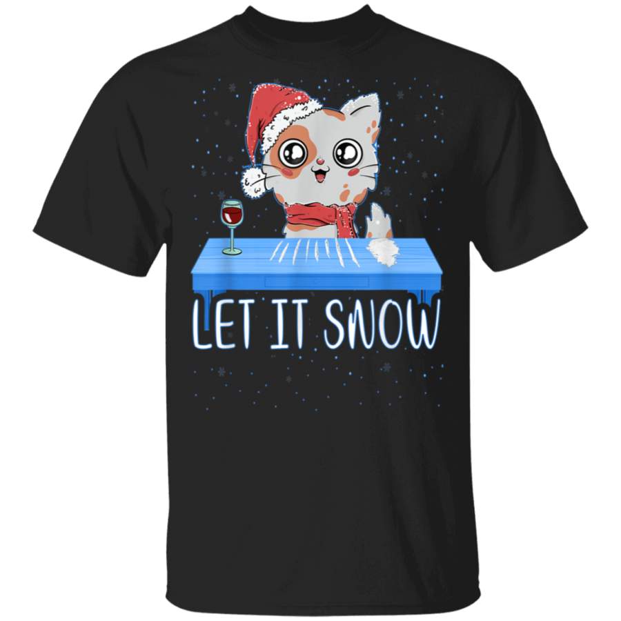 Let It Snow Santa Cocaine Adult Humor Cat Kitten Funny Gag  Shirt LS Sweatshirt Hoodie Shirt