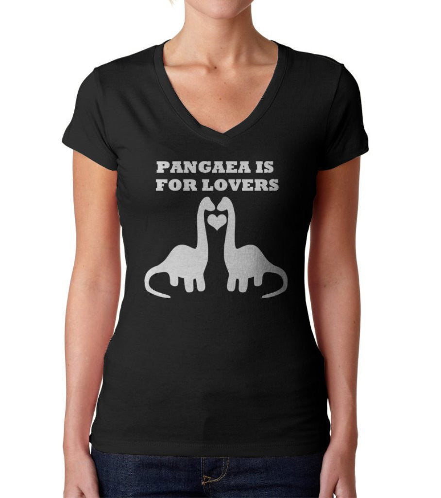 Women’S Pangaea Is For Lovers Vneck Funny Dinosaur T-Shirt Paleontology