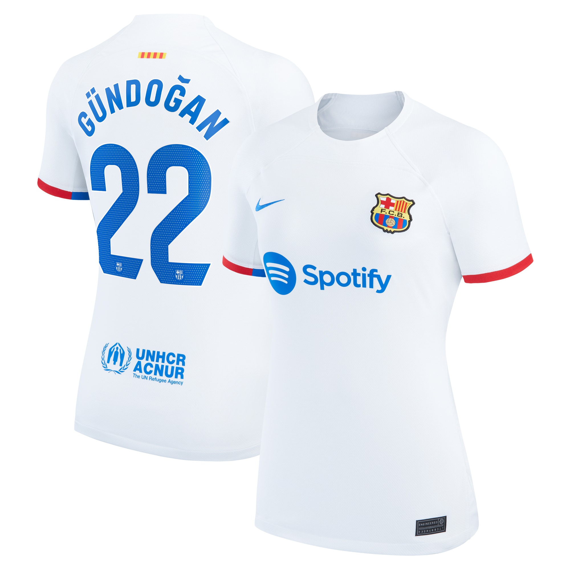 Ilkay Gündogan Barcelona Women's 2023/24 Away Stadium Replica Player Jersey – White