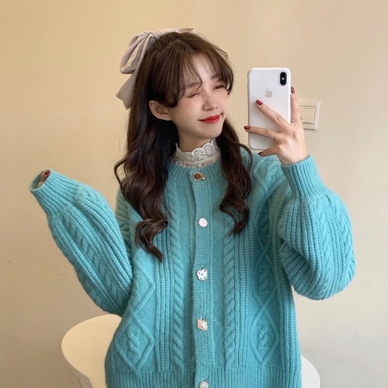 Women Pink Cardigan Sweaters Gentle Sweet Buttons Twist Jumpers Japanese Style Temperament Design Glutinous Knitwear Versatile alx