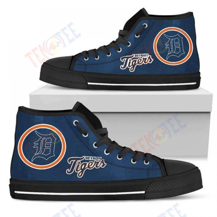 Mens Womens Circle Logo Detroit Tigers High Top Shoes TMT821