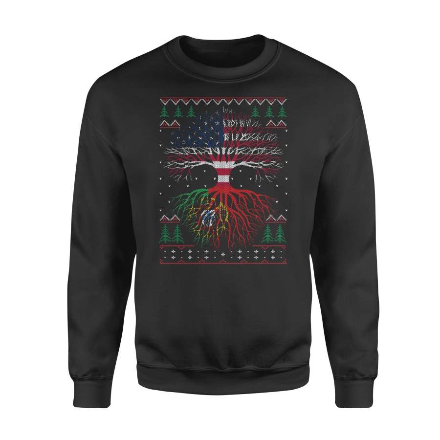 YOLOstuff Portuguese Roots American US Grown Flag Ugly Christmas – Standard Fleece Sweatshirt