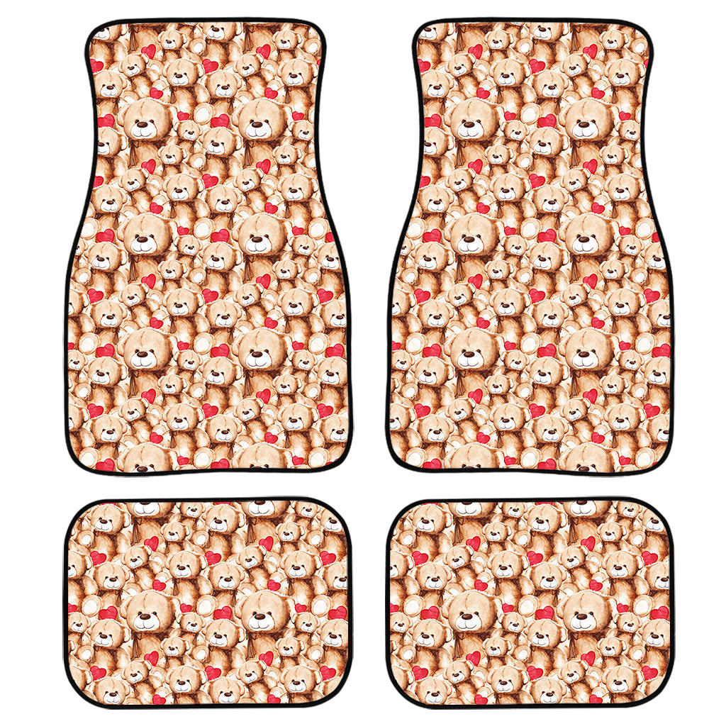 Lovely Teddy Bear Pattern Print Front And Back Car Floor Mats, Front Car Mat