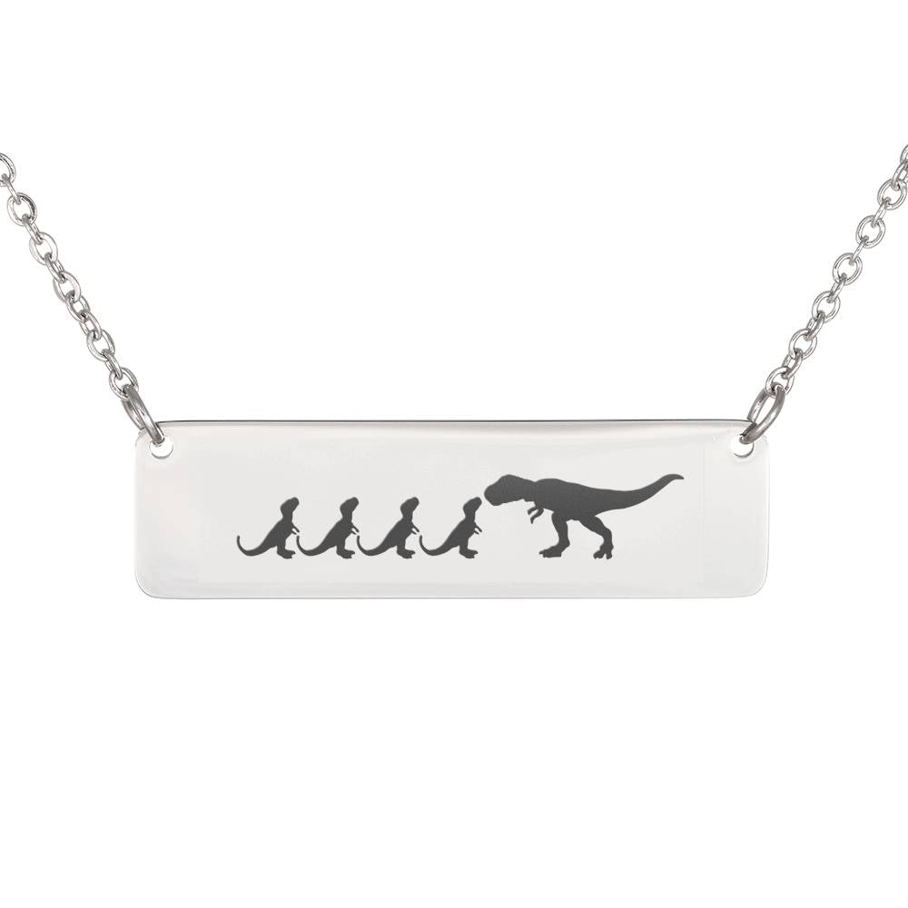 Personalized Mama Dinosaur + 4 Hatchling – Necklace