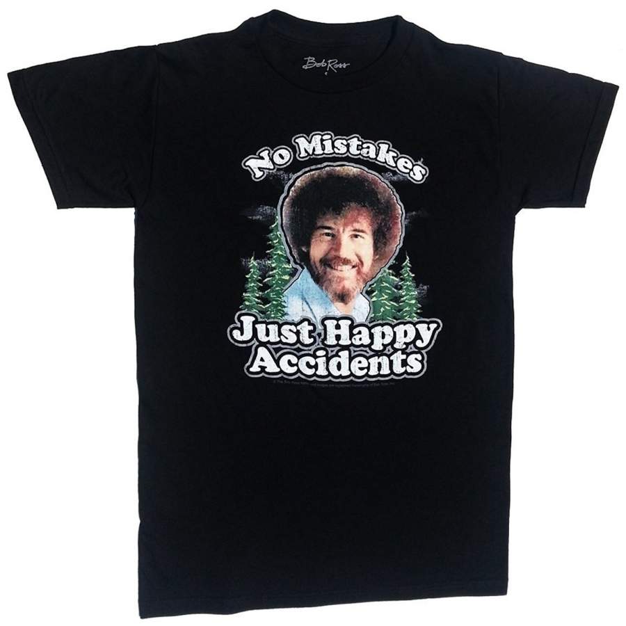 Men’S Vintage Happy Accidents T-Shirt Summer Black Round Collar T-Shirt