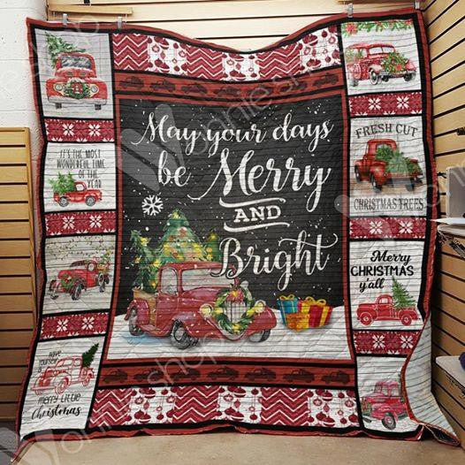 May Your Days Be Merry And Bright Red Truck Tree Christmas Blanket