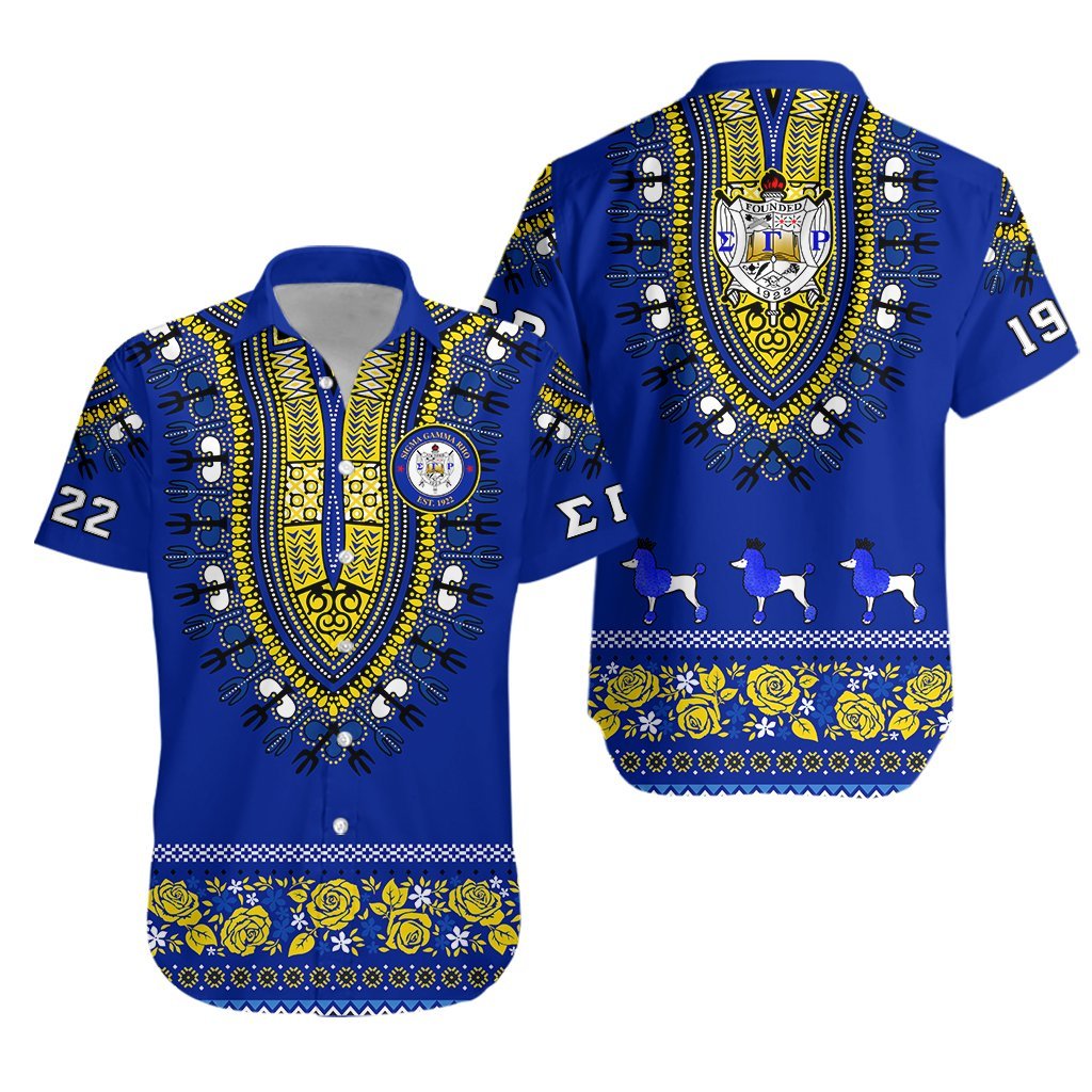 Sigma Gamma Rho –   Hawaiian Shirt African Pattern Lt13