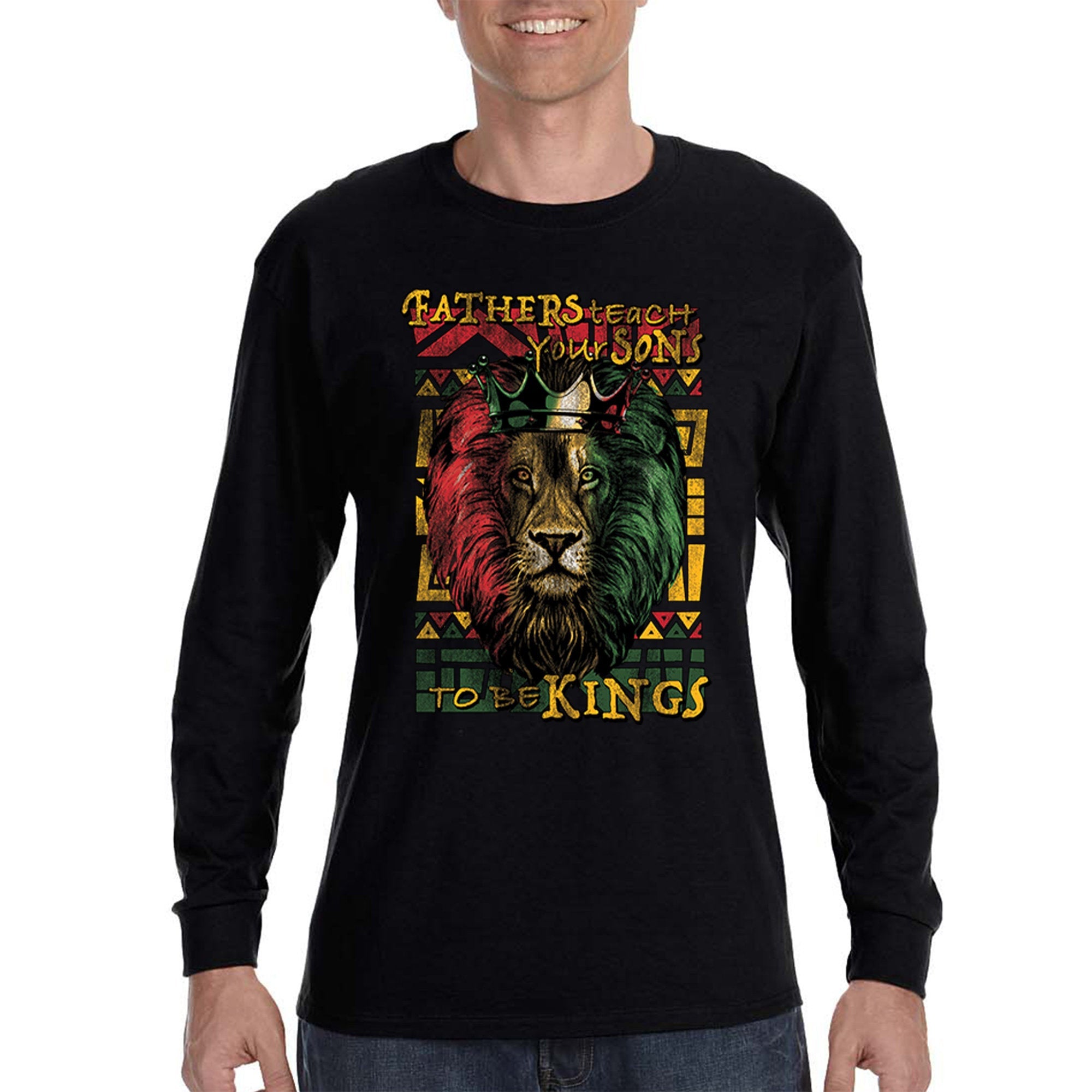 Xtrafly Apparel Men’S Fathers Teach Sons Kings Lion Black Lives Matter Blm African American Pride Rasta Rastafari Tiger Long Sleeve T-Shirt