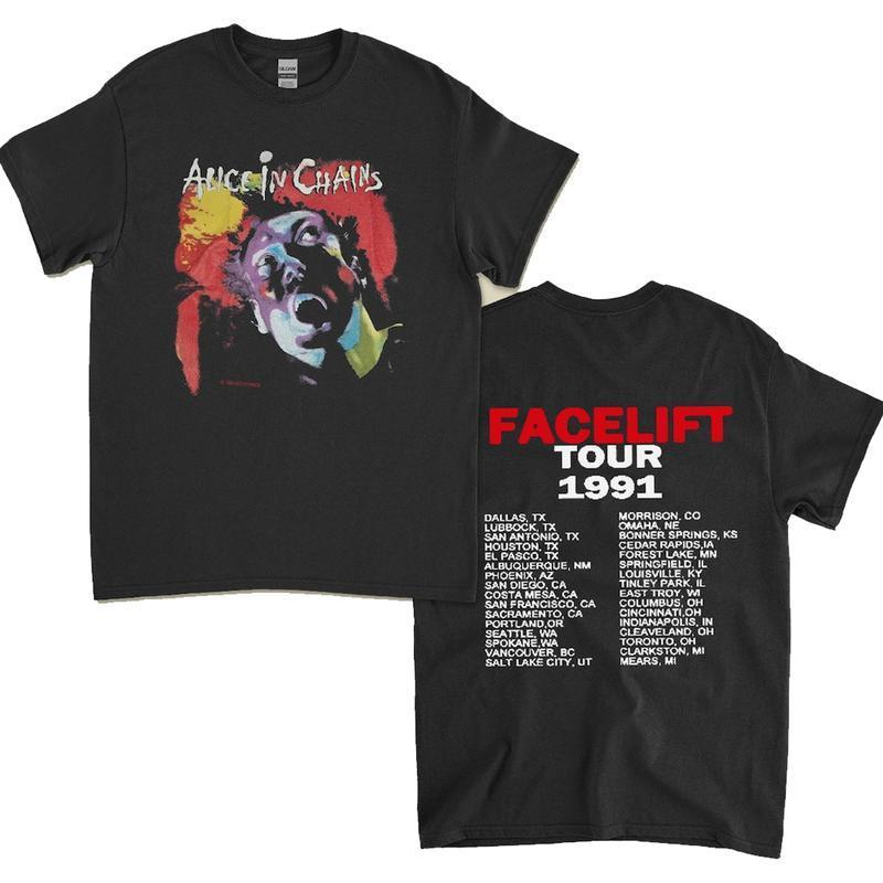 Alice In Chains Facelift 1991 Concert Tour New T-Shirt, Vintage Casual Crewneck Shortsleeve Menswear 100% Cotton Classic Fit Graphic Tee