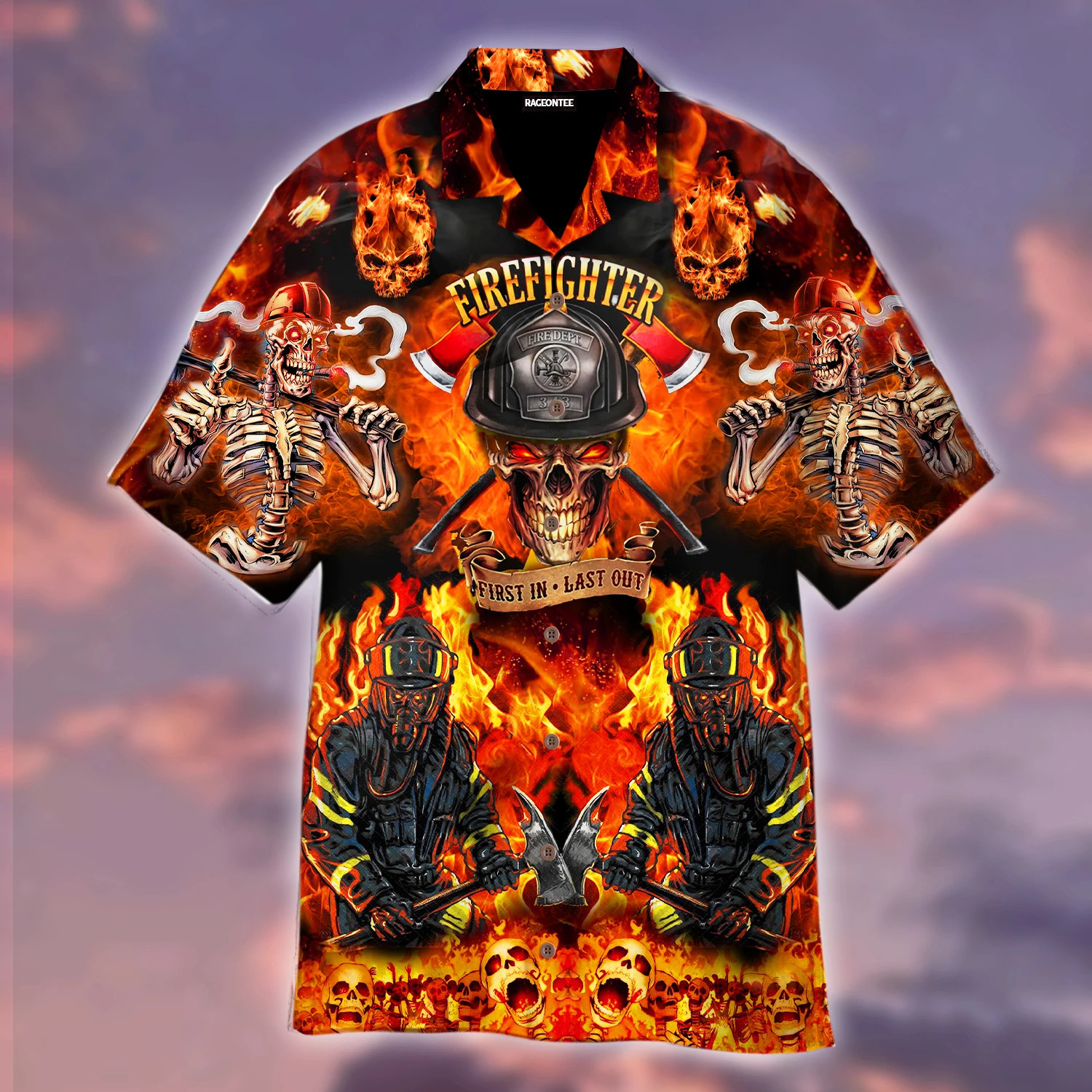 Fire Skeleton Firefighter Hawaii Shirt Unisex Adult Ha38728