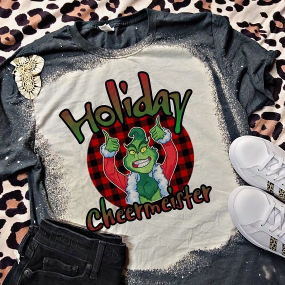 Gift For Grinch Lover Christmas Grinch Holiday Cheermeister Tie Dye 3D Tshirt Hg Bleached T Shirt Christmas Gifts