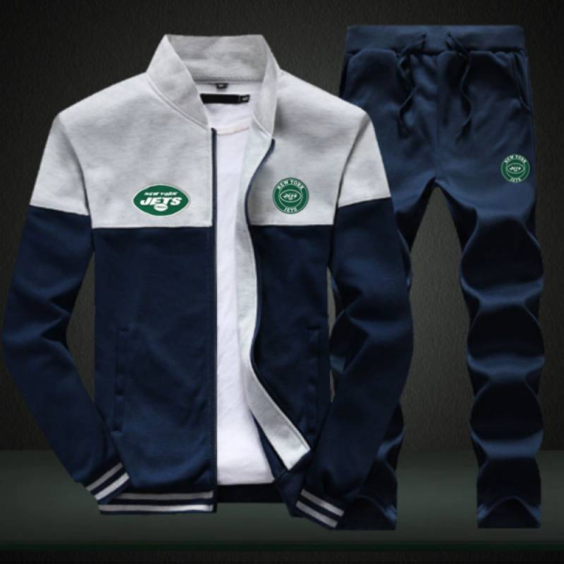 New York Jets Sweatshirt +Sweatpants Mens Clothing 2 Pieces Sets Slim Tracksuit