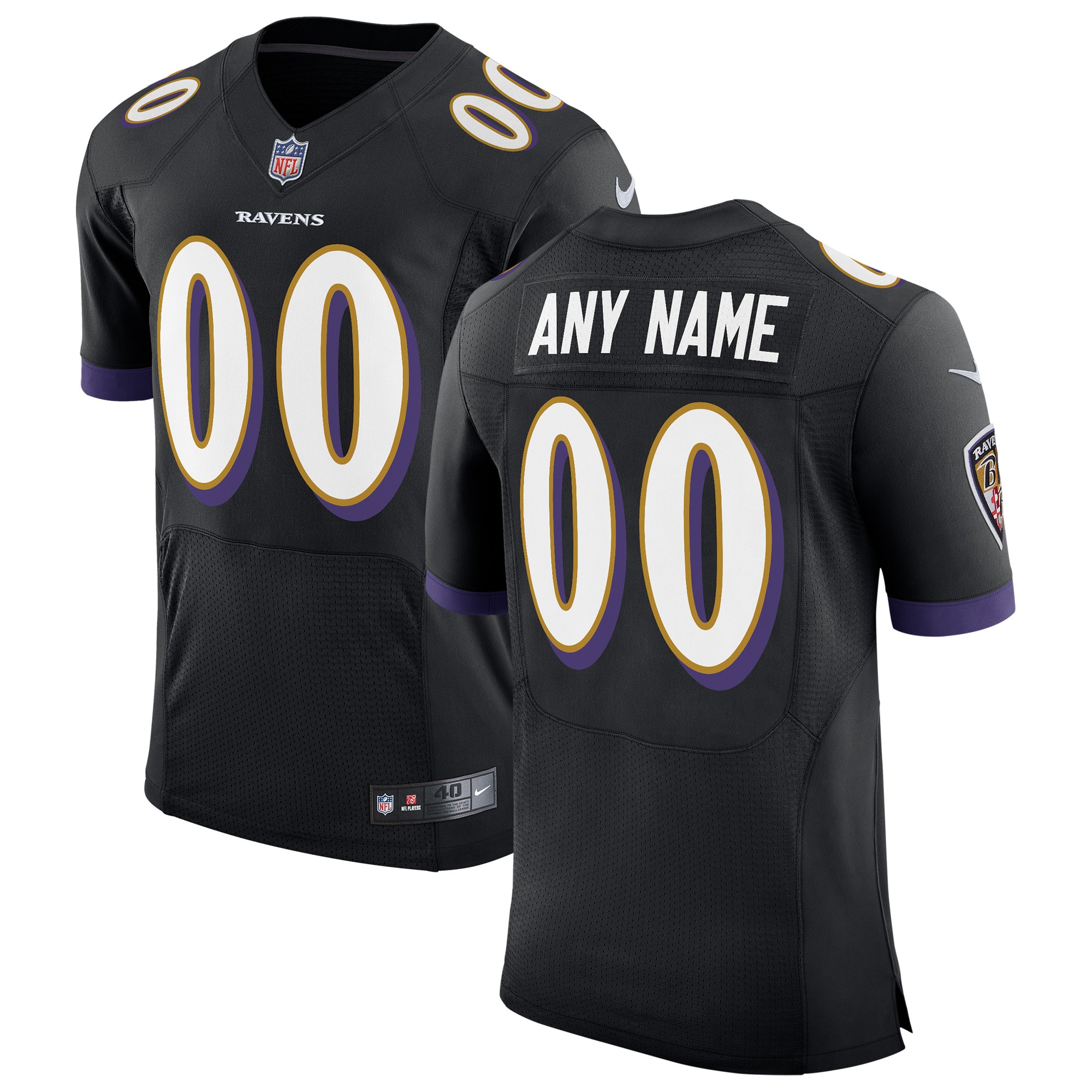 Baltimore Ravens Speed Machine Elite Custom Jersey – Black