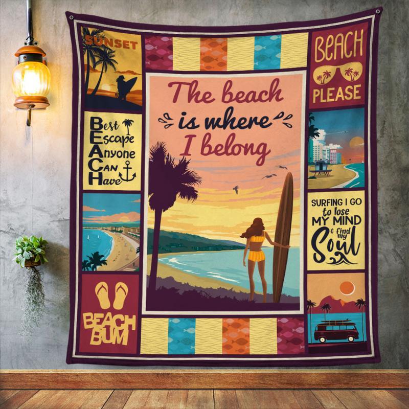 Beach Girl Sunset Summer Relax Time Blanket Gift For Camping Lovers Birthday Gift Home Decor Bedding Couch Sofa Soft And Comfy Cozy