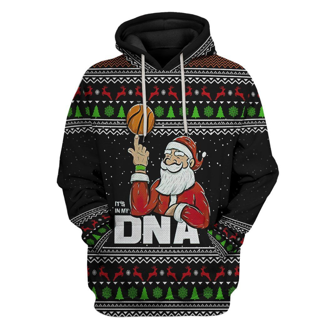 3D Santa Claus 25 Basketball Christmas Ugly Sweater Custom Tshirt Hoodie Apparel