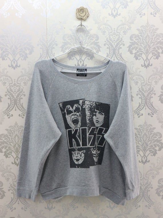 Kiss Shirt Big Logo Band Shirt Hard Rock Streetwear Top Kiss Sweater Shirt