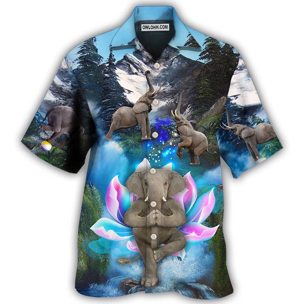 Elephant Yoga Pose On The Waterfall – Hawaiian Shirt – Owl Ohh