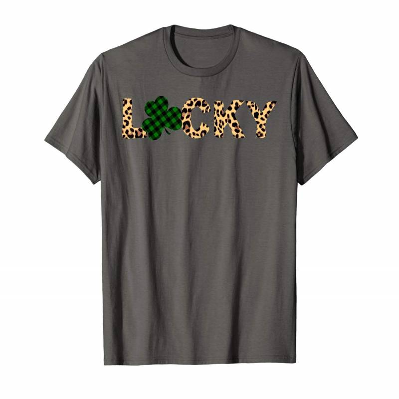 Buffalo Plaid Leopard Shamrock Clover Lucky St Patricks Day T-shirt