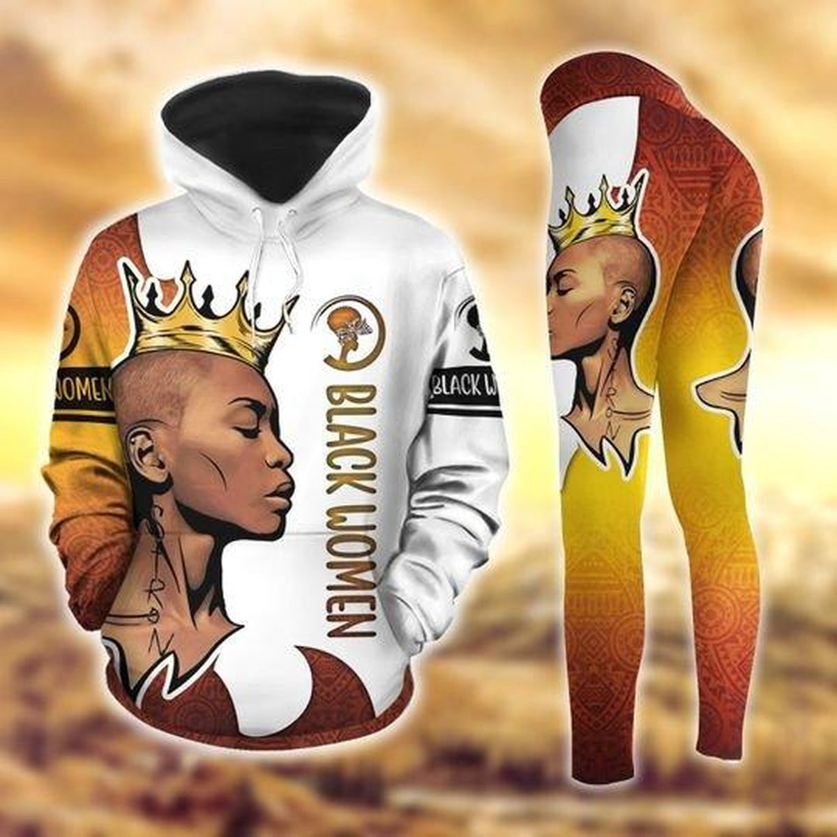 Black Queen Black Women Storm Legging Hoodie, African Black Women Legging Hoodie