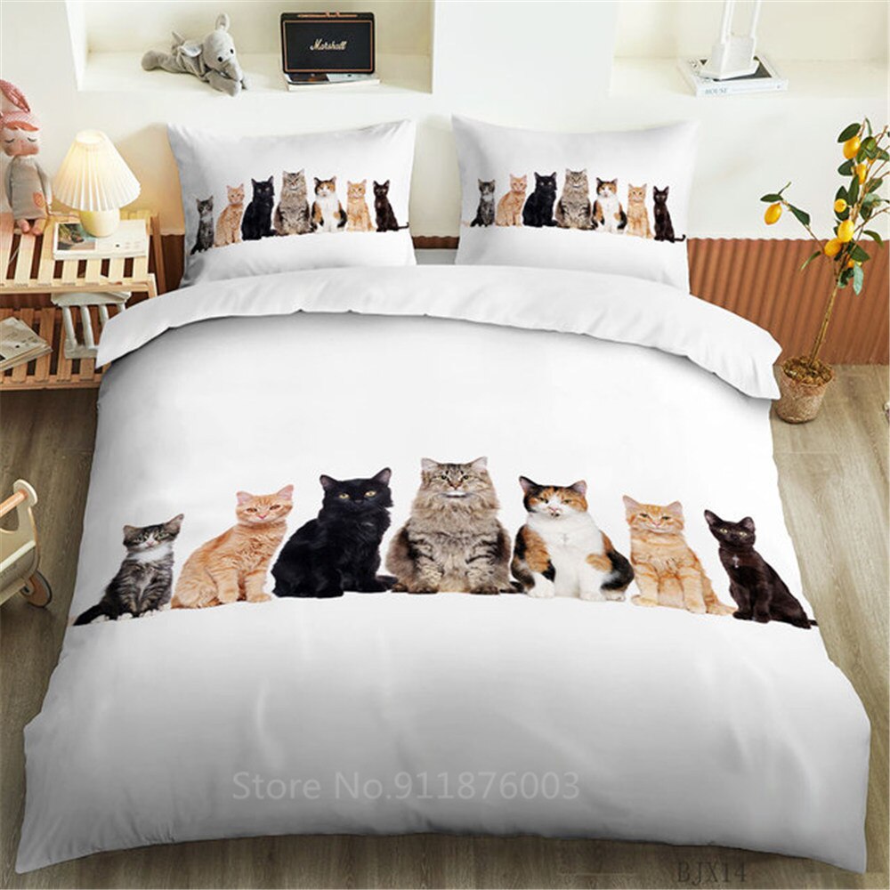 3D Print Pet Black Cat Custom Bedding Set Kitten Duvet Cover Sets Pillowcase Twin Designer Bedding