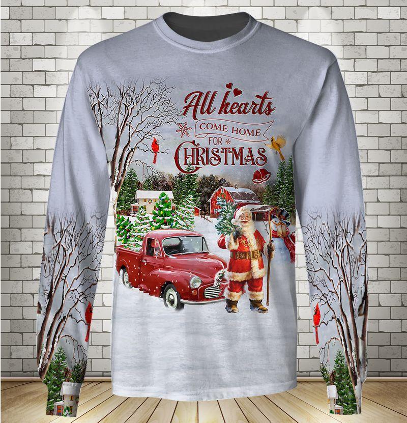 Santa Claus All Hearts Come Home For Christmas 3D Sweatshirt