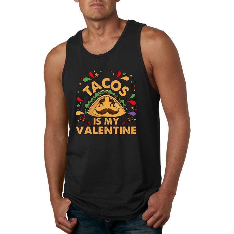 Tacos Is My Valentine Funny Mexican Maracas Valentine’s Day Graphic Tank Top