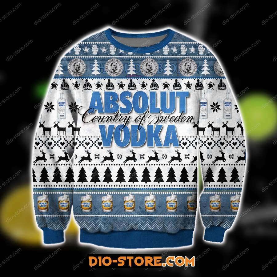 3D ALL OVER PRINT ABSOLUT VODKA UGLY CHRISTMAS SWEATSHIRT