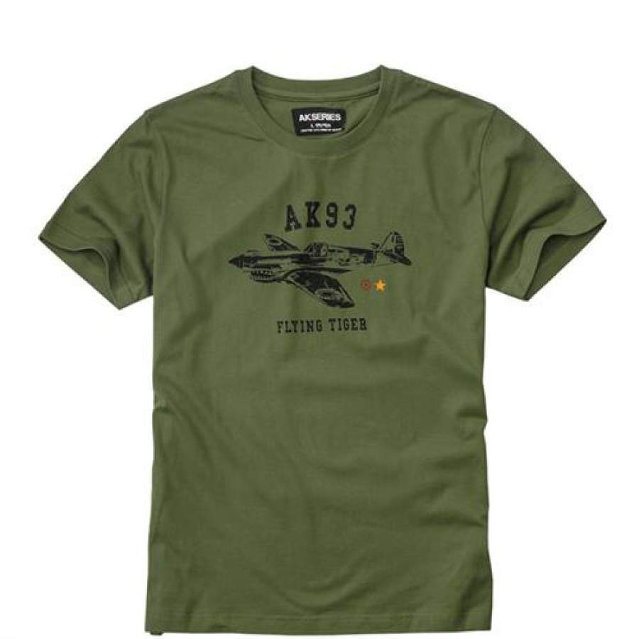 Flying Tigers Aircraft Print Short Sleeve Crew Neck New Casual Men T-shirt