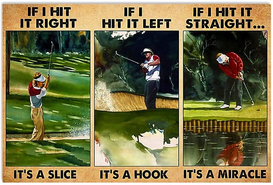 Vintage Golf If I Hit It Straight It’S A Miracle Poster Art Print      Home Decor Gift For Men Women Family Friend On Birthday Xmas