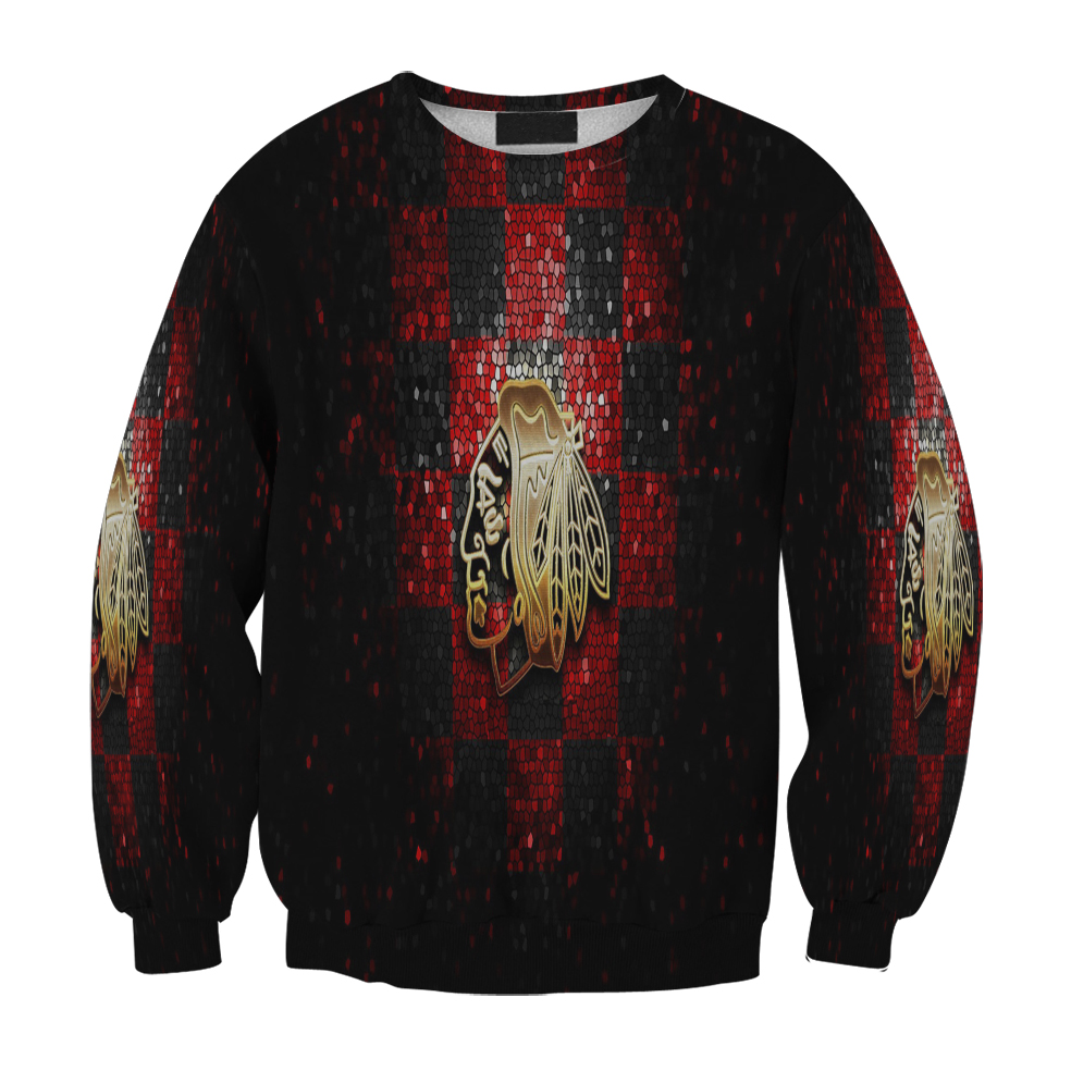 Chicago Blackhawks Emblem Texture Twinkle Gift For Fan 3D Full Printing Sweatshirt