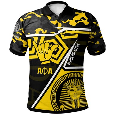 Alpha Phi Alpha Polo Shirt – Fraternity Alpha Phi Alpha Hand Sign With Camouflage Pattern Polo Shirt