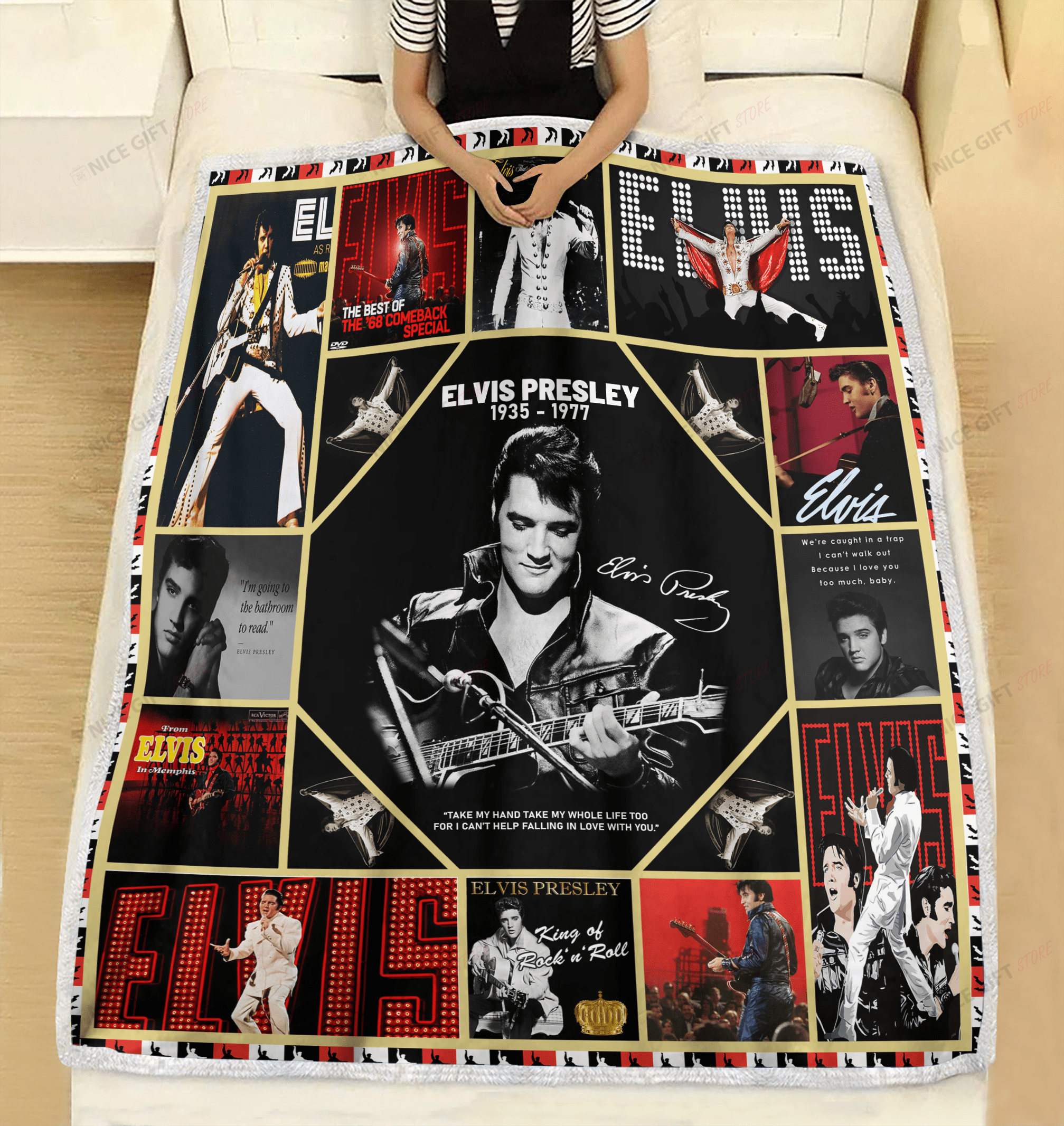 Elvis Presley Fleece Blanket Blk-B6L2