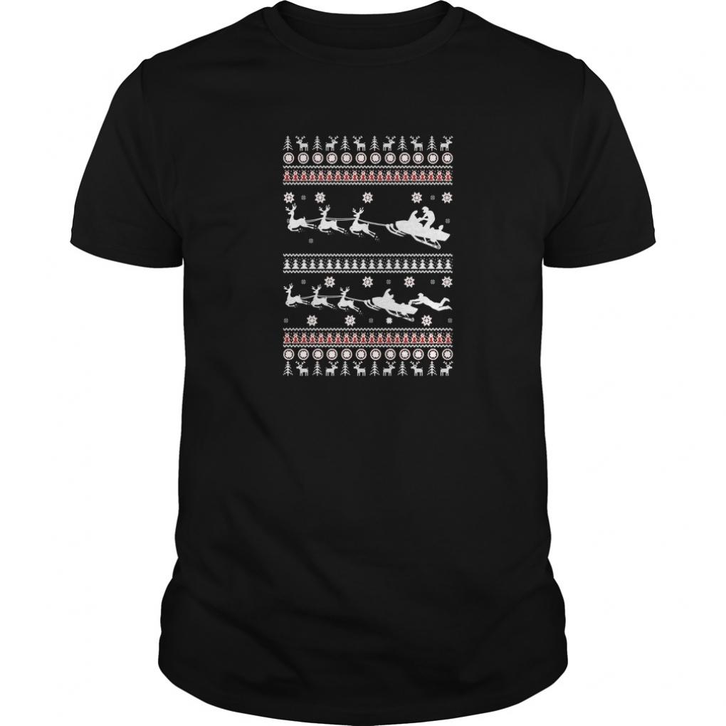 Snowmobile Shirt- Snowmobile Christmas Ugly Sweater Guys Tee 1166645253