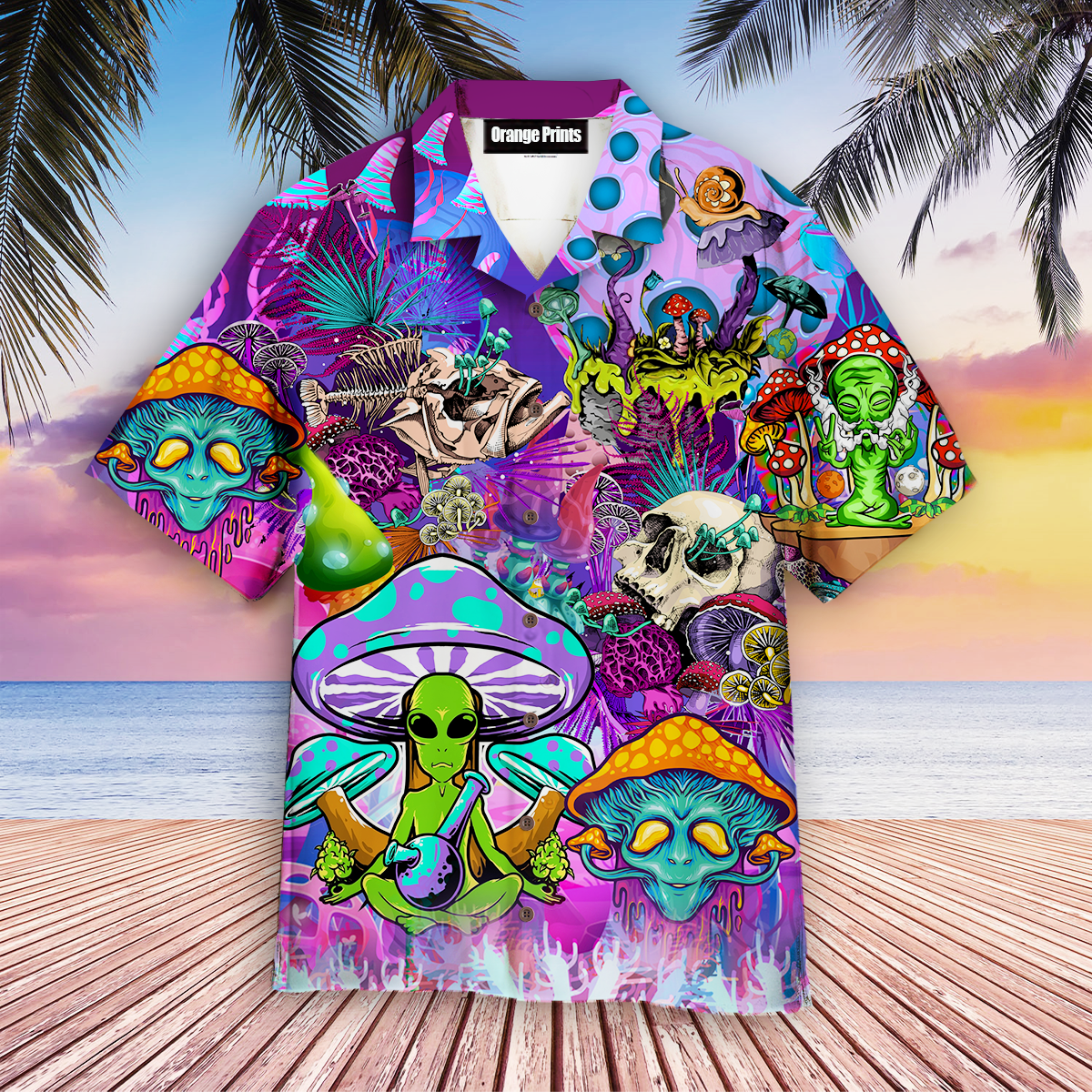 Mushroom Alien Trippy Aloha Hawaii Shirts For Men Women Ha68879