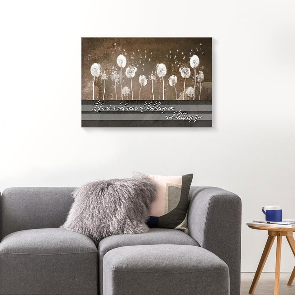 Canvas Prints Life Is A Balance Of Holding On Dandelion Wood Frame Home Canvas Wall Art Home Decor