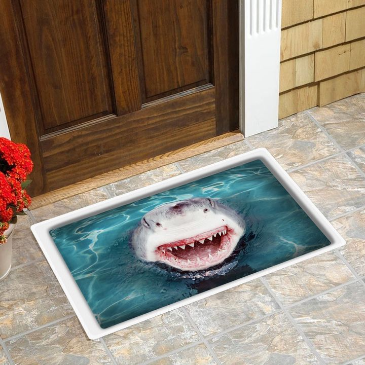 Shark 3D Printed Front Doormat Indoor Outdoor Rectangular Floor Mat For Bathroom Bedroom Kitchen Living Room