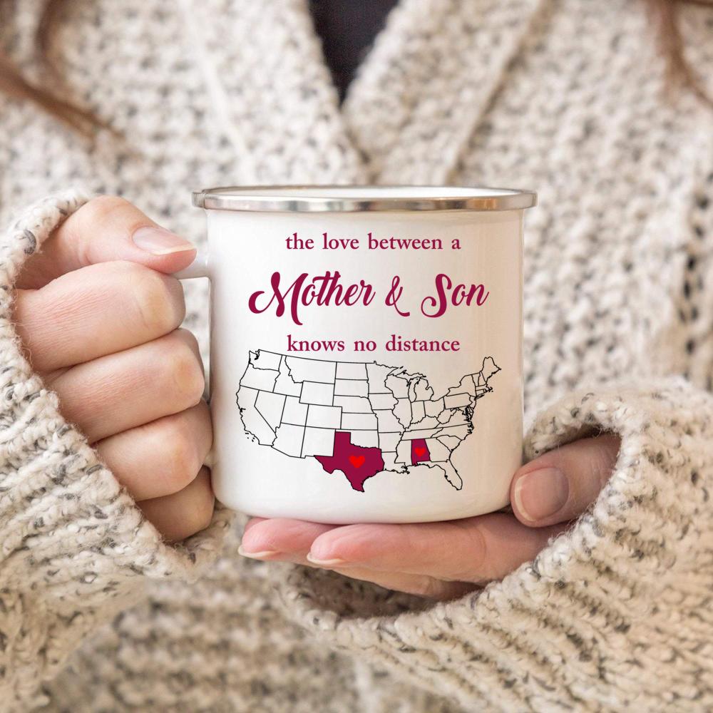 Alabama Texas – The Love Between Mother And Son Knows No Distance, I Love Mom! Mother’s Day Gift From Son, 11oz, 15oz Ceramic Mug, 12oz Campfire Mug