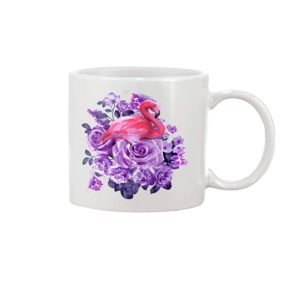 Flamingo Purple Flowers Cute Shirt Mug