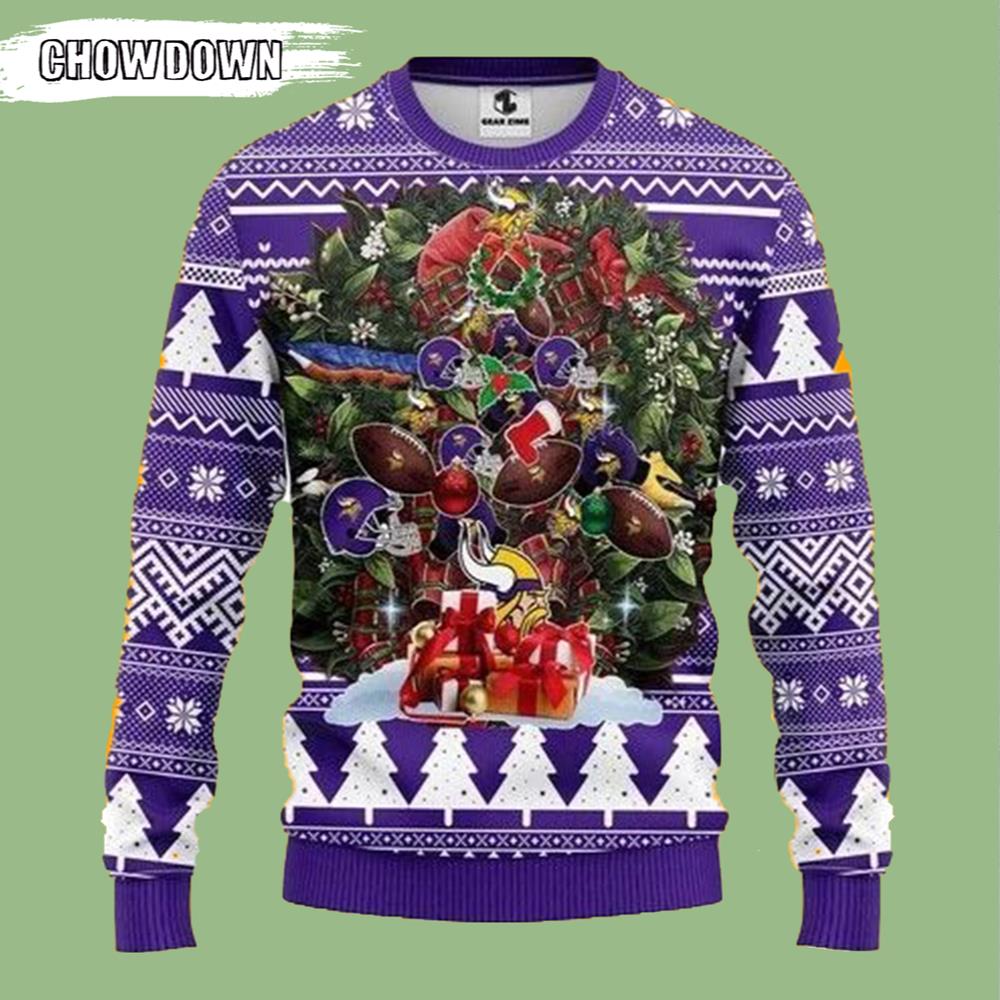 Minnesota Vikings Gift For Fan Ugly Wool Sweater Christmas Tree Christmas For Fans