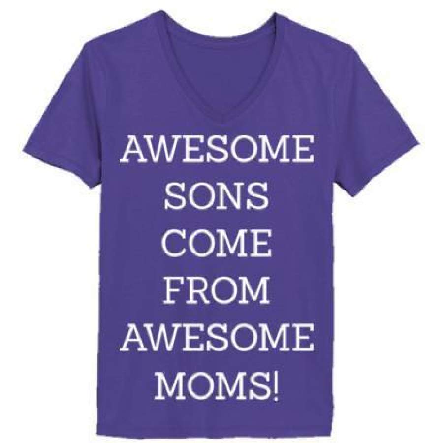 AGR Awesome Sons Come From Awesome Moms – Ladies’ V-Neck T-Shirt